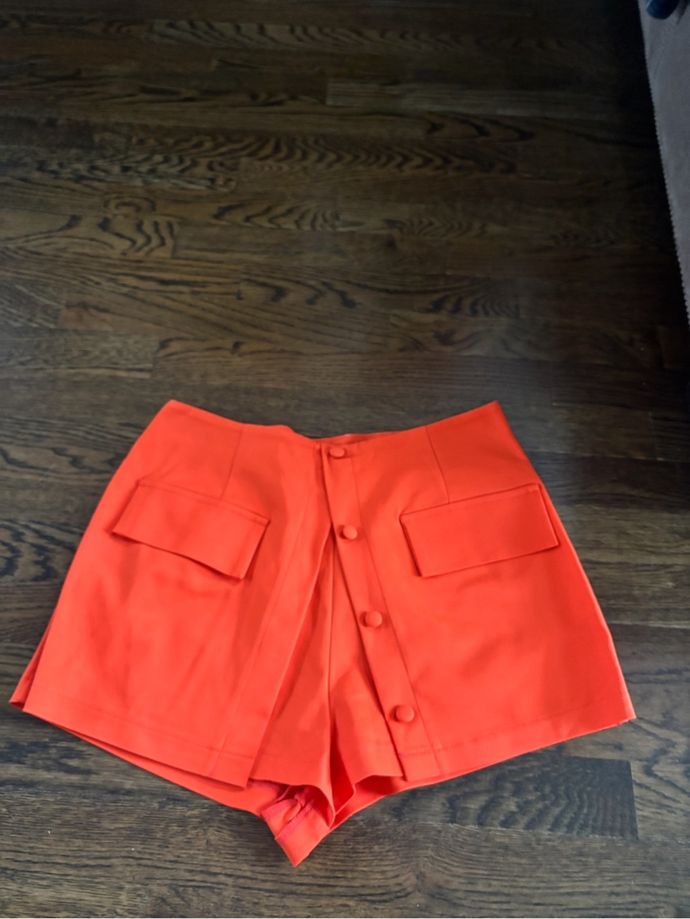 superdown Bright Orange Button-Front High-Waist Skort